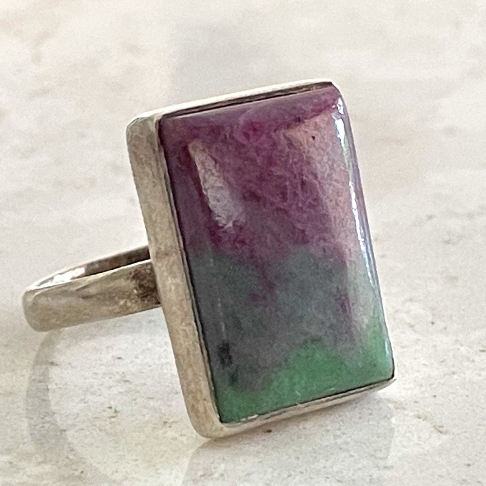 Sterling Fluorite Gemstone Ring * Size 7.5